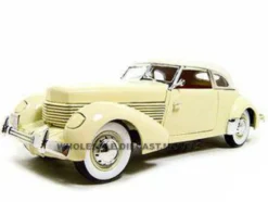 1936 Cord 810 Coupe Yellow Cream Top Red Interior 1/18 Diecast Model Car Signature Models 18108