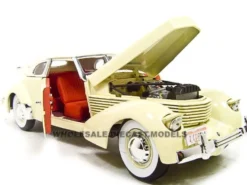 1936 Cord 810 Coupe Yellow Cream Top Red Interior 1/18 Diecast Model Car Signature Models 18108