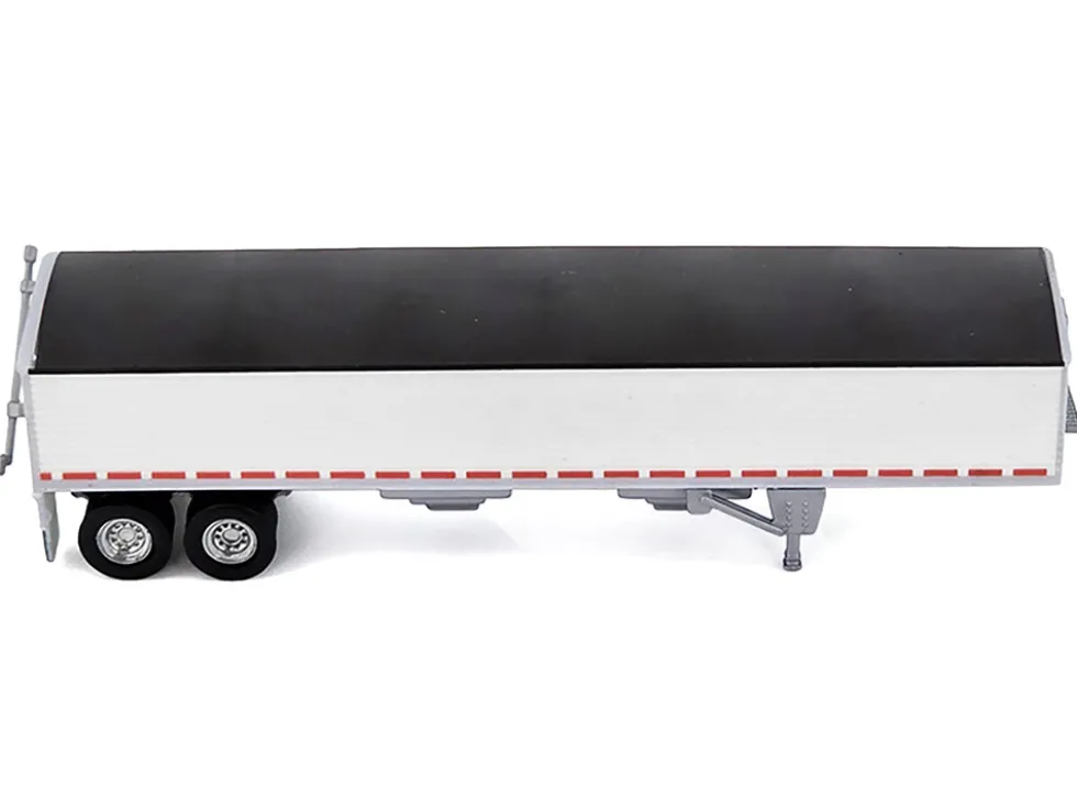 Covered Grain Trailer White with Black Tarp 1/87 (HO) Plastic Model Car by HO Logistics