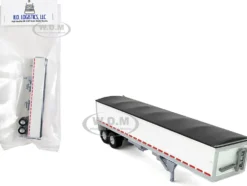 Covered Grain Trailer White with Black Tarp 1/87 (HO) Plastic Model Car by HO Logistics