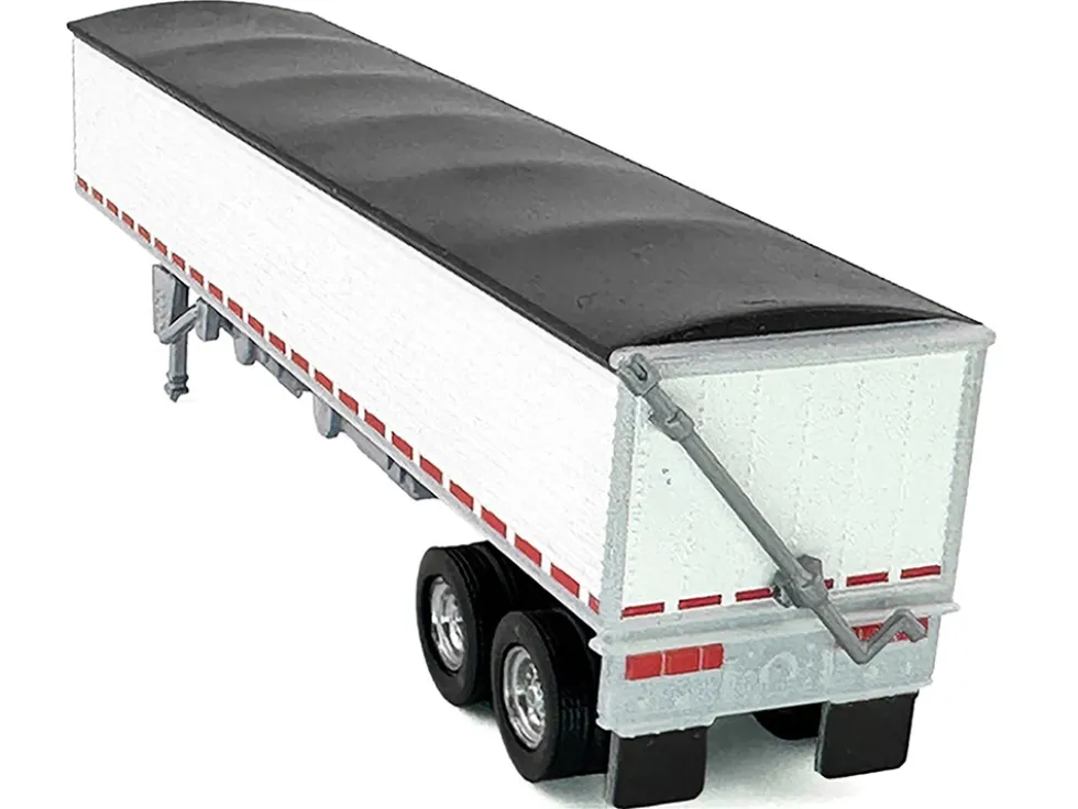 Covered Grain Trailer White with Black Tarp 1/87 (HO) Plastic Model Car by HO Logistics