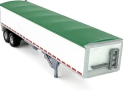 Covered Grain Trailer White with Green Tarp 1/87 (HO) Plastic Model Car by HO Logistics