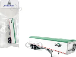 Covered Grain Trailer White with Green Tarp 
