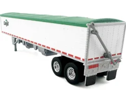 Covered Grain Trailer White with Green Tarp 