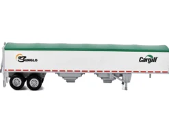 Covered Grain Trailer White with Green Tarp "SunGlo - Cargill" 1/87 (HO) Plastic Model Car by HO Logistics