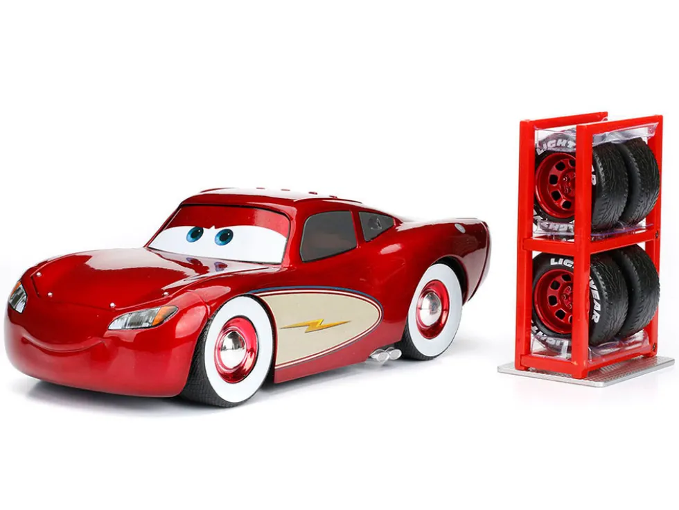 Cruising Lightning McQueen Red Metallic with Extra Wheels Disney & Pixar "Cars" Movie "Hollywood Rides" Series Diecast Model Car by Jada
