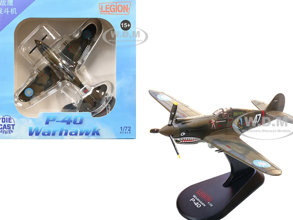Curtiss P-40B/C Warhawk Fighter Aircraft "White 47, Robert T. Smith, 3rd Squadron, Hell's Angels, Chinese Air Force, Burma" (1942) 1st American Volunteer Group 1/72 Diecast Model Airplane by Legion