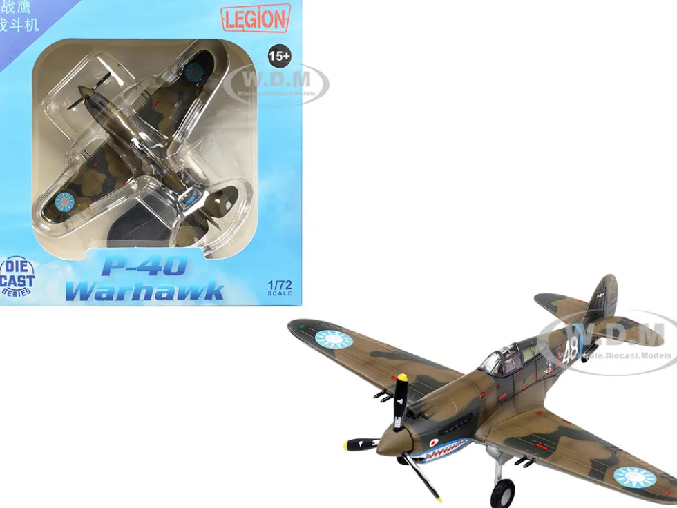 Curtiss P-40B/C Warhawk Fighter Aircraft "White 48, David Lee 'Tex' Hill, 2nd Squadron, Panda Bears, Chinese Air Force, Burma" (1942) 1st American Volunteer Group 1/72 Diecast Model Airplane by Legion