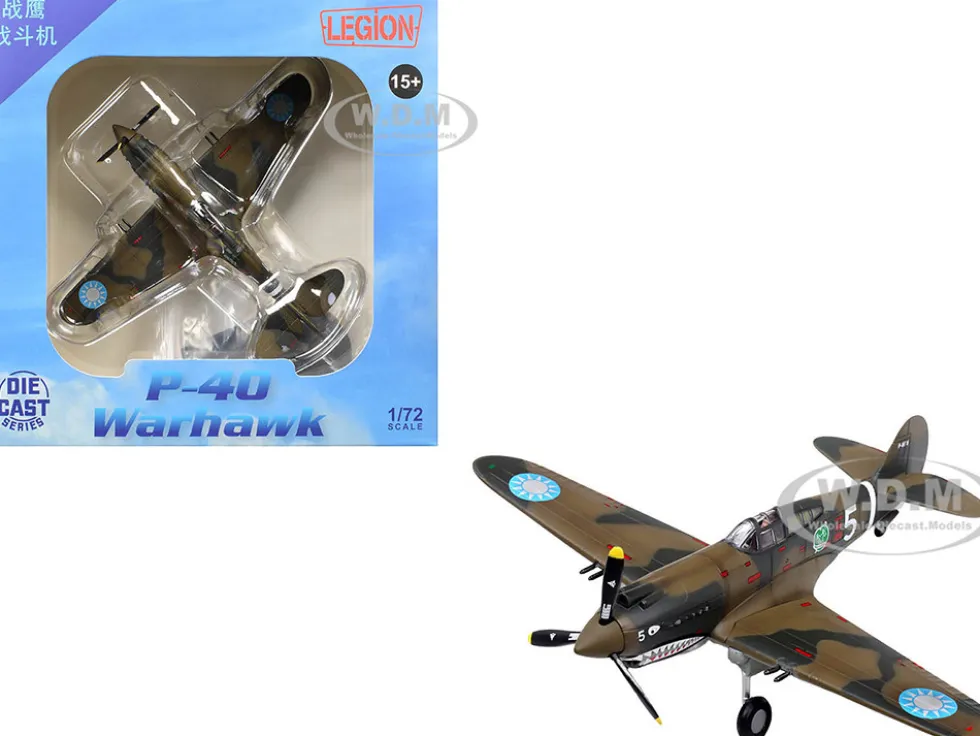 Curtiss P-40B/C Warhawk Fighter Aircraft "White 5, Charles Bond, 1st Squadron, Flying Tigers, Chinese Air Force" (1942) 1st American Volunteer Group 1/72 Diecast Model Airplane by Legion