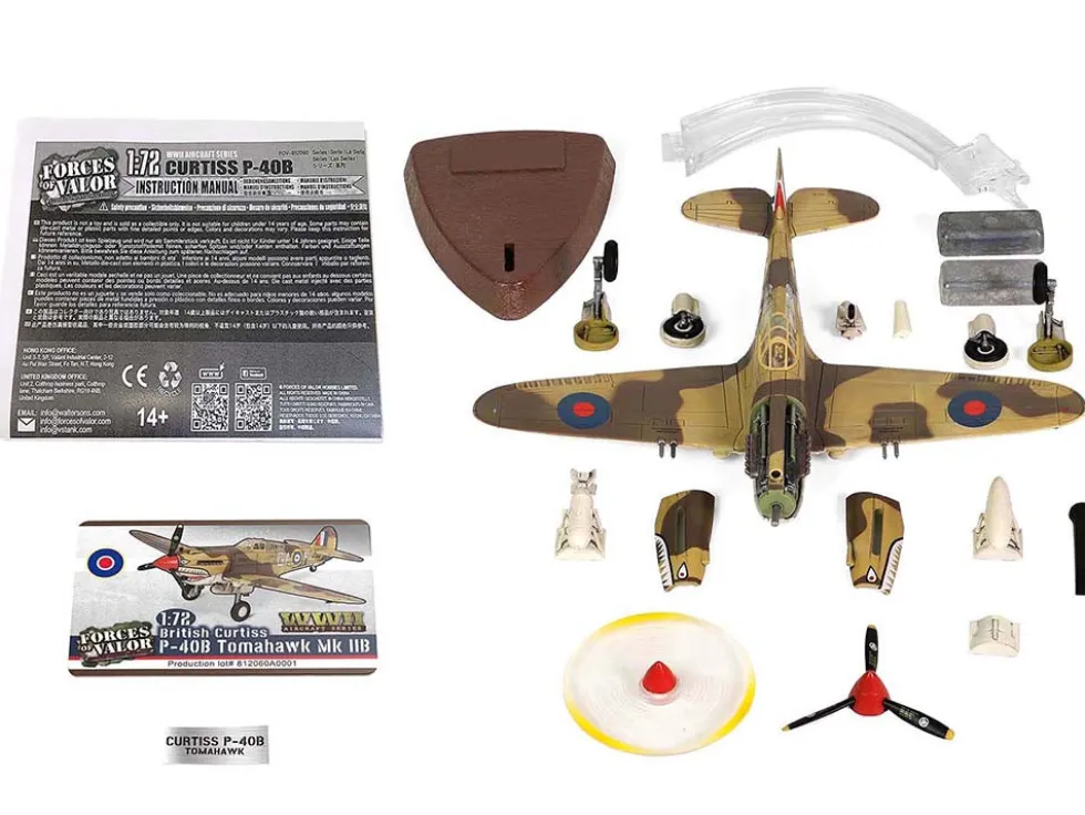 Curtiss P-40B Tomahawk MK IIB Aircraft Fighter 112 Squadron Royal Air Force AK402, GA-F North Africa October 1941 WW2 Aircrafts Series 1/72 Diecast Model Forces of Valor FOV-812060A