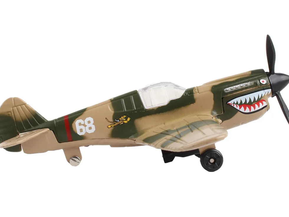 Curtiss P 40 Warhawk Fighter Aircraft Camouflage Flying Tigers First American Volunteer Group with Runway Section Diecast Model Airplane Runway24 RW185