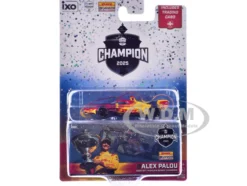 Dallara IndyCar #10 Alex Palou "DHL" Chip Ganassi Racing (Road Course Configuration) Champion "NTT IndyCar Series" (2025) with Trading Card 1/64 Diecast Model Car by IXO Models