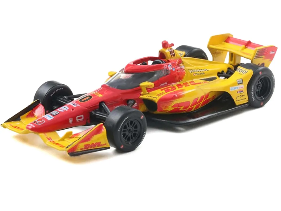 Dallara IndyCar #10 Alex Palou "DHL" Chip Ganassi Racing (Road Course Configuration) Champion "NTT IndyCar Series" (2025) with Trading Card 1/64 Diecast Model Car by IXO Models