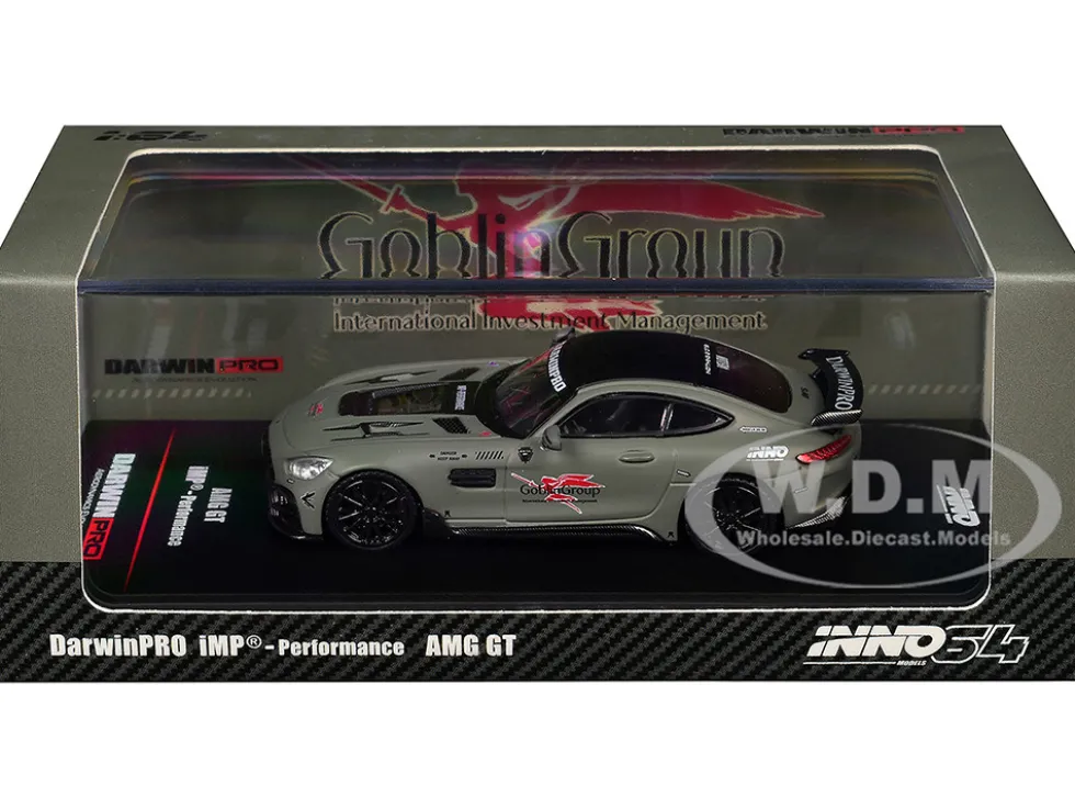 DarwinPRO iMP-Performance AMG GT "Goblin Group" Matt Green with Black Top 1/64 Diecast Model Car by Inno Models