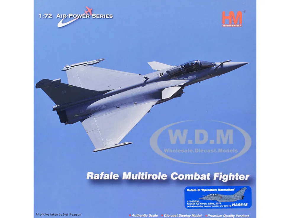 Dassault Rafale B Fighter Aircraft "113-IE/330, Libya" (2011) French Air Force "Air Power Series" 1/72 Diecast Model by Hobby Master