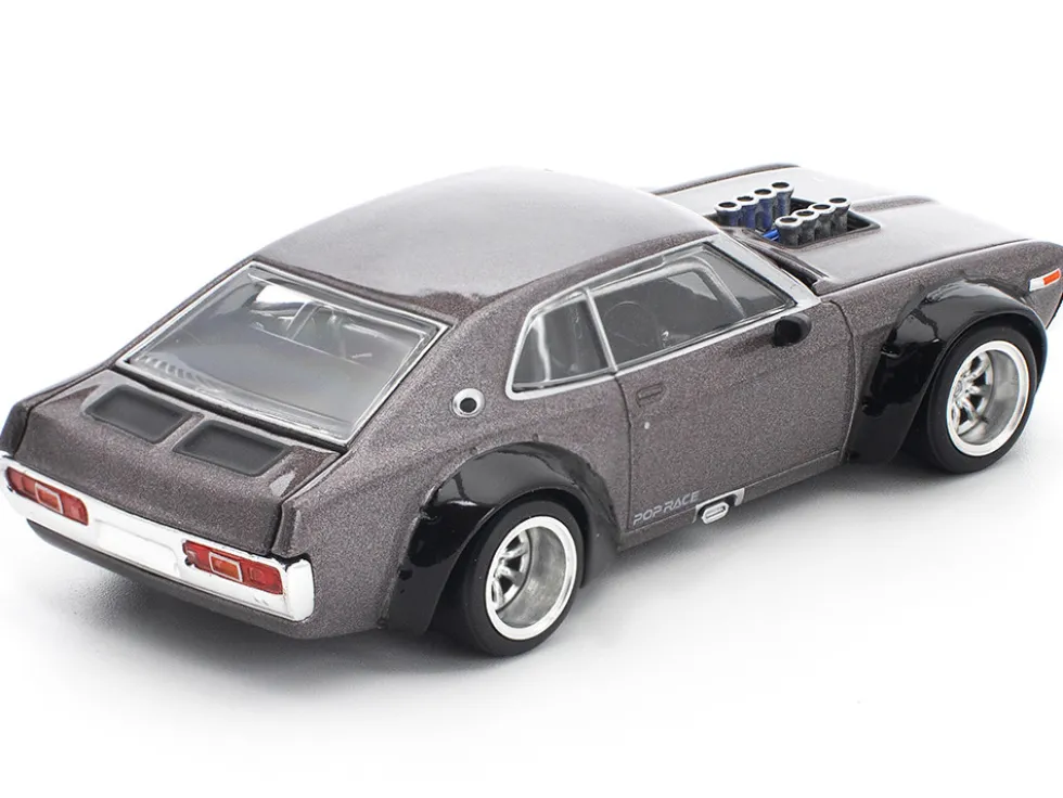 Datsun Laurel C130 RHD (Right Hand Drive) Gray Metallic 1/64 Diecast Model Car by Pop Race