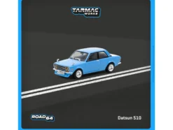 Datsun 510 Light Blue "Road64" Series 1/64 Diecast Model Car by Tarmac Works