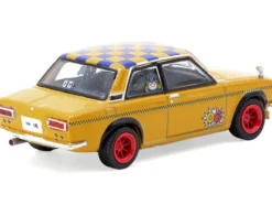Datsun 510 "OG Beer" Yellow with Checkered Top "Hobby64" Series 1/64 Diecast Model Car by Tarmac Works