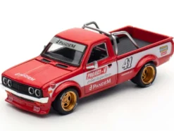 Datsun Pandem 620 Pickup Truck #41 Red Metallic with White Stripes and Graphics "2025 Thailand Diecast Expo" 1/64 Diecast Model Car by Pop Race