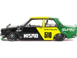 Datsun Street 510 "Racing V2" Black and Green with Yellow Accents (Designed by Jun Imai) "Kaido House" Special 1/64 Diecast Model Car by Mini GT