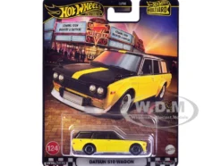 Datsun 510 Wagon Yellow and Black "Boulevard" Series Diecast Model Car by Hot Wheels