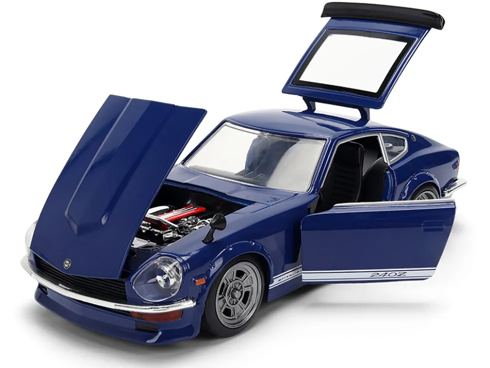 1972 Datsun 240Z Blue with White Stripes "JDM Tuners" Series 1/24 Diecast Model Car by Jada