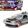 DeLorean Brushed Metal Time Machine Lights Back to the Future Part III 1990 Movie Hollywood Rides Series 1/24 Diecast Model Car Jada 32166