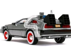 DeLorean Brushed Metal Time Machine Lights Back to the Future Part III 1990 Movie Hollywood Rides Series 1/24 Diecast Model Car Jada 32166
