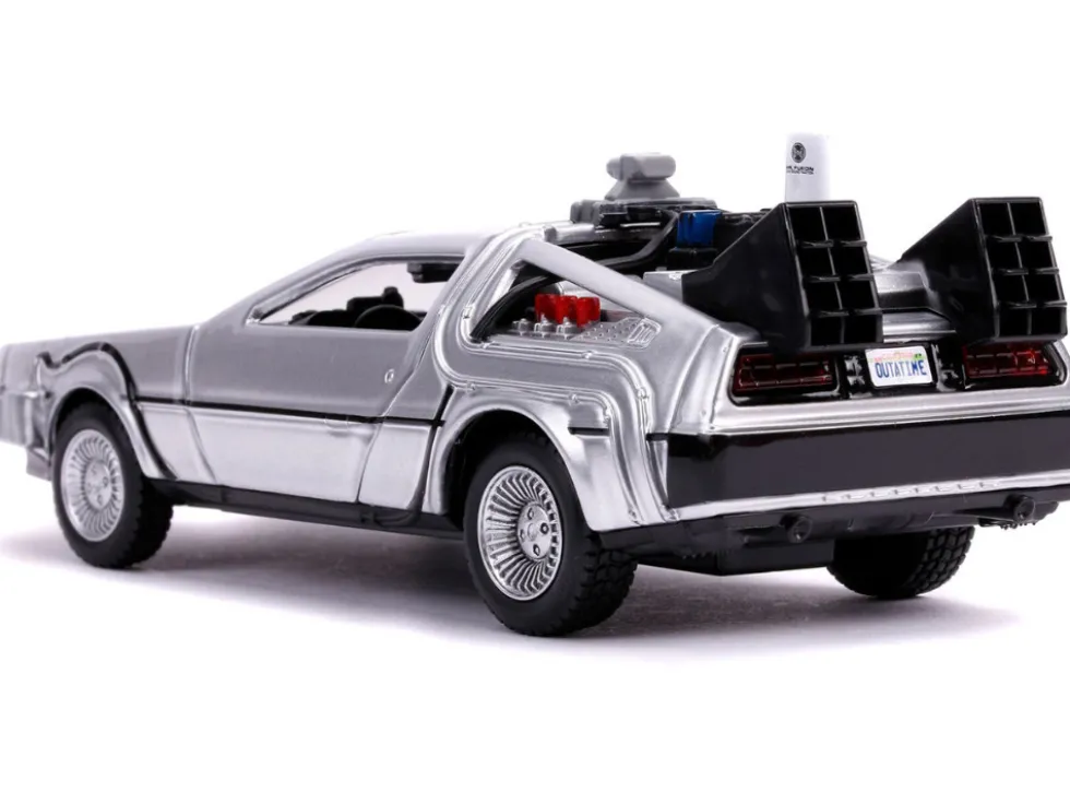 DeLorean DMC Time Machine Silver Back to the Future Part II 1989 Movie Hollywood Rides Series 1/32 Diecast Model Car Jada 30541