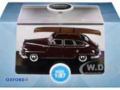 1946 DeSoto Suburban with Roof Rack and Canoe Royal Maroon 1/87 (HO) Scale Diecast Model Car by Oxford Diecast