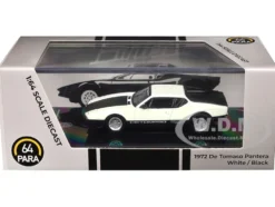 1972 De Tomaso Pantera White and Black 1/64 Diecast Model Car by Paragon Models