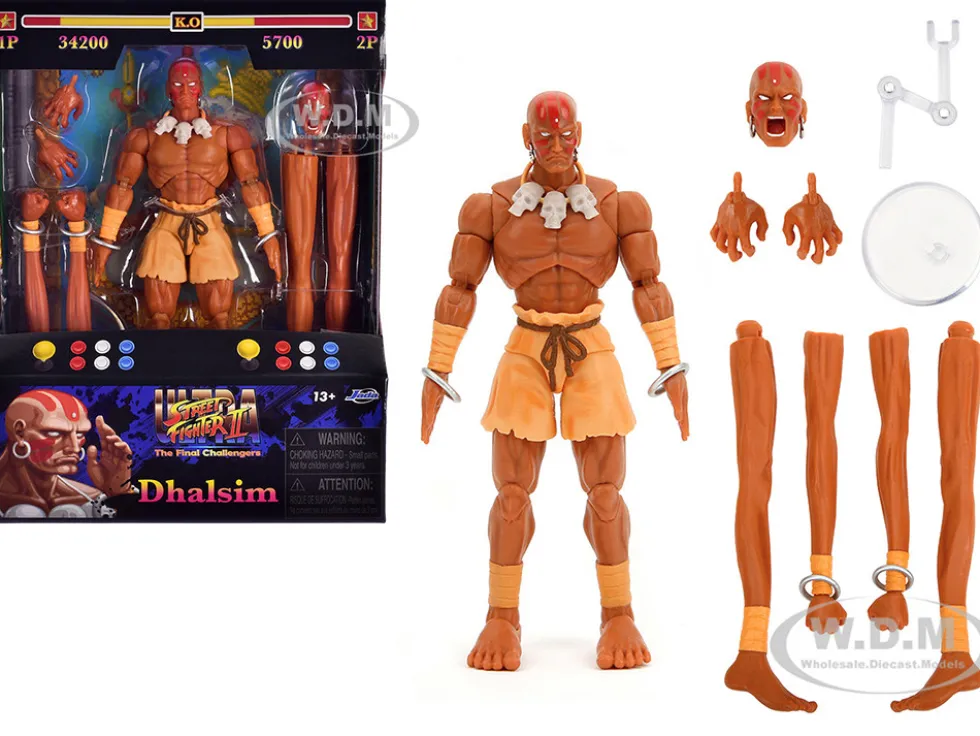 Dhalsim 6" Moveable Figure with Alternate Head and Limbs "Ultra Street Fighter II: The Final Challengers" (2017) Video Game Model by Jada