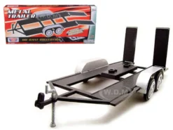 Diecast Tandem Car Trailer Black for 1/24 Scale Models Motormax 76001