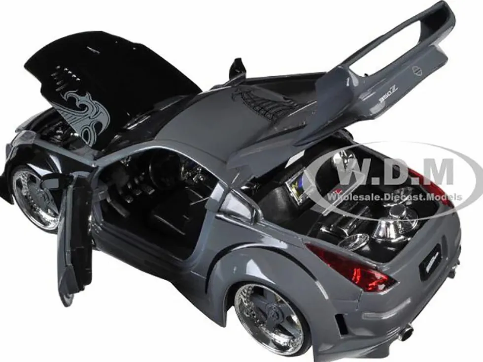 D.K.'s Nissan 350Z Gray and Black with Graphics "Fast & Furious 25th Anniversary" Series 1/24 Diecast Model Car by Jada