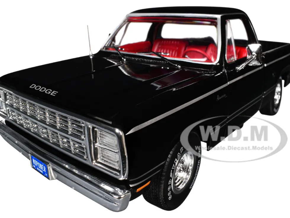 1979 Dodge Adventurer Sweptline Pickup Truck Black with Red Interior "American Muscle" Series 1/18 Diecast Model Car by Auto World