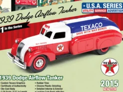 1939 Dodge Airflow Tanker "Texaco" (2015) Series #1 1/38 Diecast Model Auto World CP7158