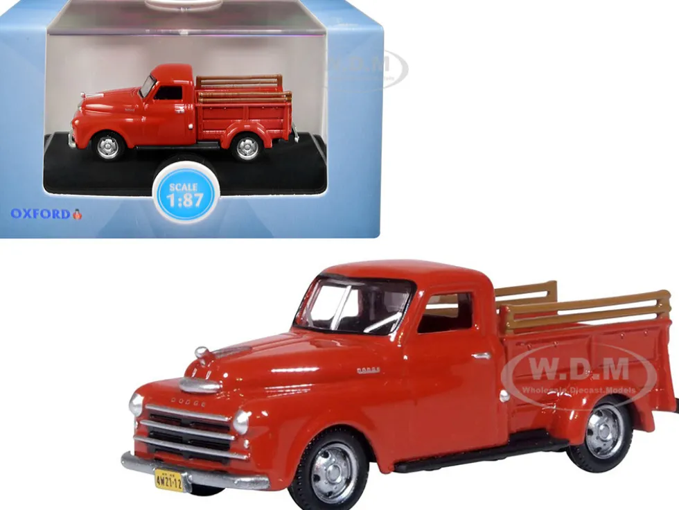 1948 Dodge B-1B Pickup Truck Red 1/87 HO Scale Diecast Model Car Oxford Diecast 87DP48001
