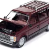1985 Dodge Caravan Van Crimson Red and Black "Mighty Minivans" Series 1/64 Diecast Model Car by Auto World