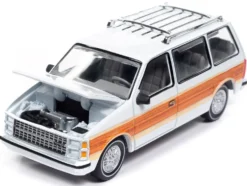 1985 Dodge Caravan Van White with Woodgrain Side Panels "Mighty Minivans" Series 1/64 Diecast Model Car by Auto World