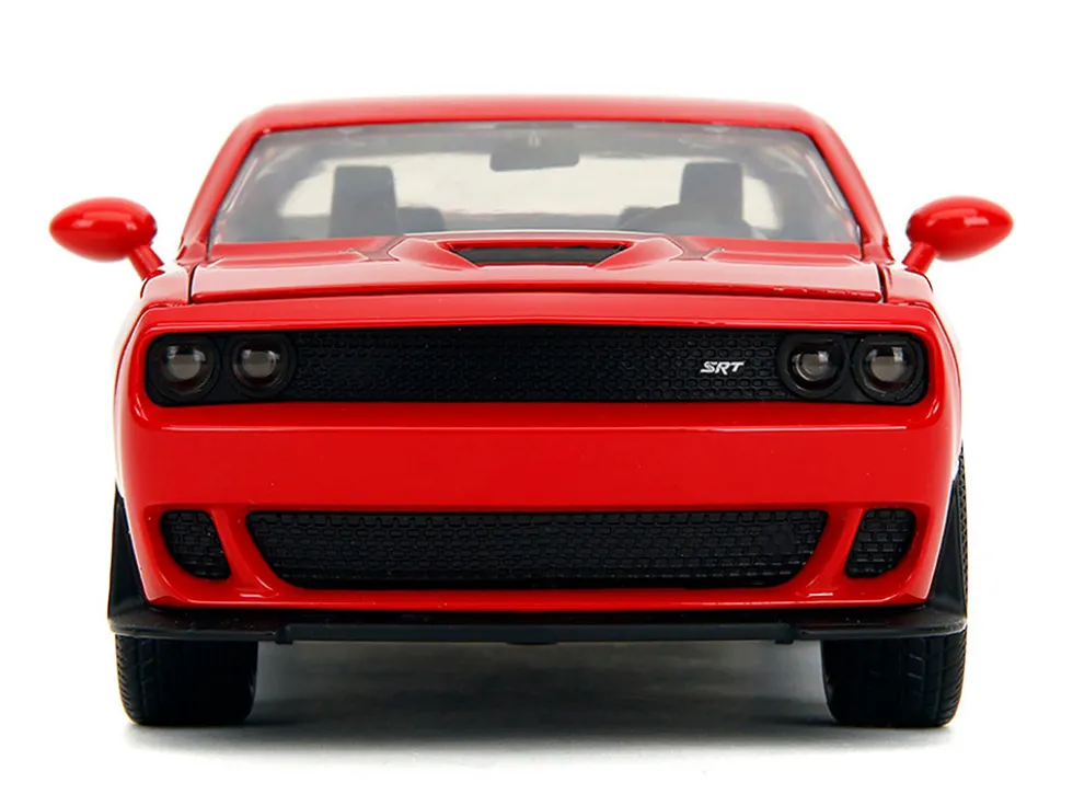 2015 Dodge Challenger Red with Black Stripes and Glenn Diecast Figure "The Walking Dead" (2010-2022) TV Series "Hollywood Rides" Series 1/24 Diecast Model Car by Jada
