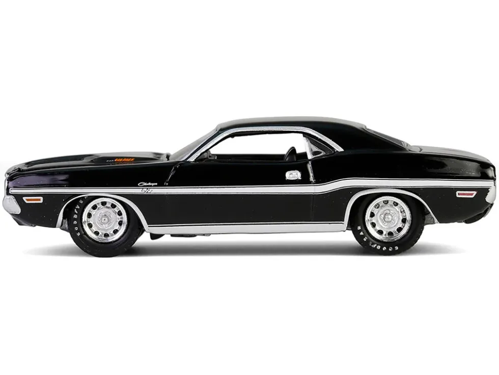 1970 Dodge Challenger R/T 440 Black with White Stripes "Barrett-Jackson" Series 15 1/64 Diecast Model Car by Greenlight