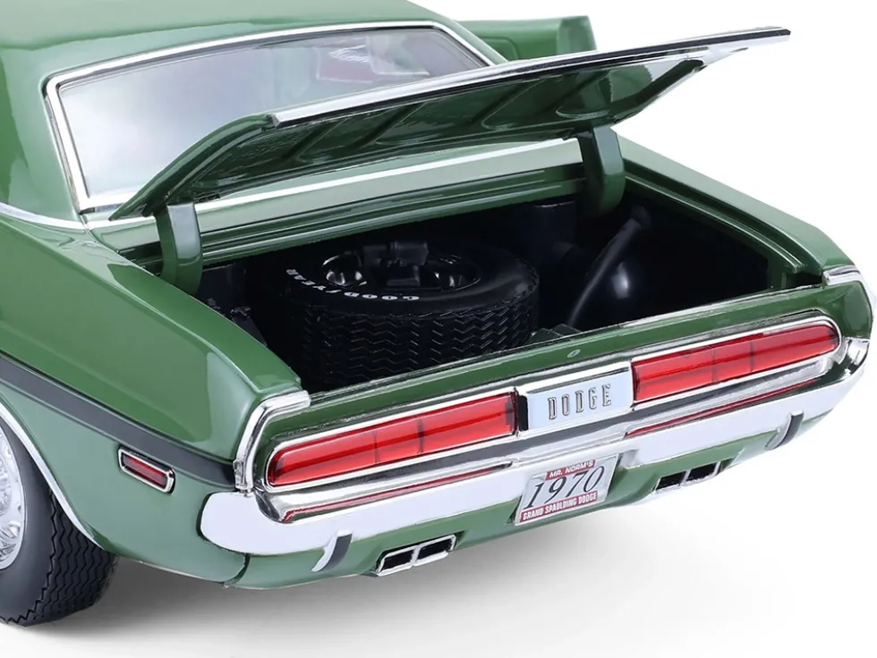 1970 Dodge Challenger R/T Hemi F8 Green with Black Stripes and Green Interior "Mr. Norm's Challenger" 1/18 Diecast Model Car by Greenlight