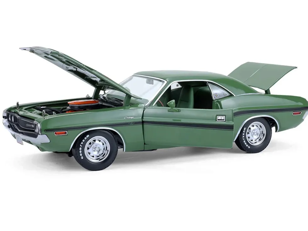1970 Dodge Challenger R/T Hemi F8 Green with Black Stripes and Green Interior "Mr. Norm's Challenger" 1/18 Diecast Model Car by Greenlight
