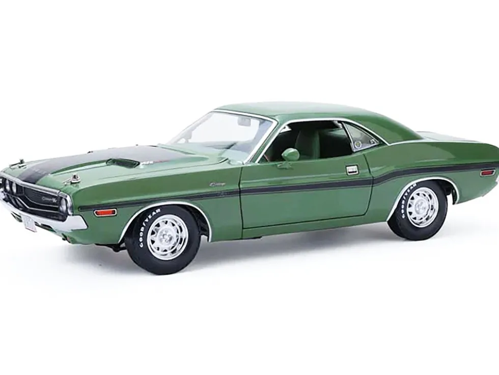 1970 Dodge Challenger R/T Hemi F8 Green with Black Stripes and Green Interior "Mr. Norm's Challenger" 1/18 Diecast Model Car by Greenlight