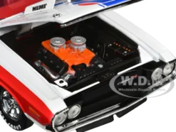 1970 Dodge Challenger R T Hemi White with Red and Blue Stripes with Red Interior VP Racing Limited Edition to 5710 pieces Worldwide 1/24 Diecast Model Car M2 Machines 40300-110B