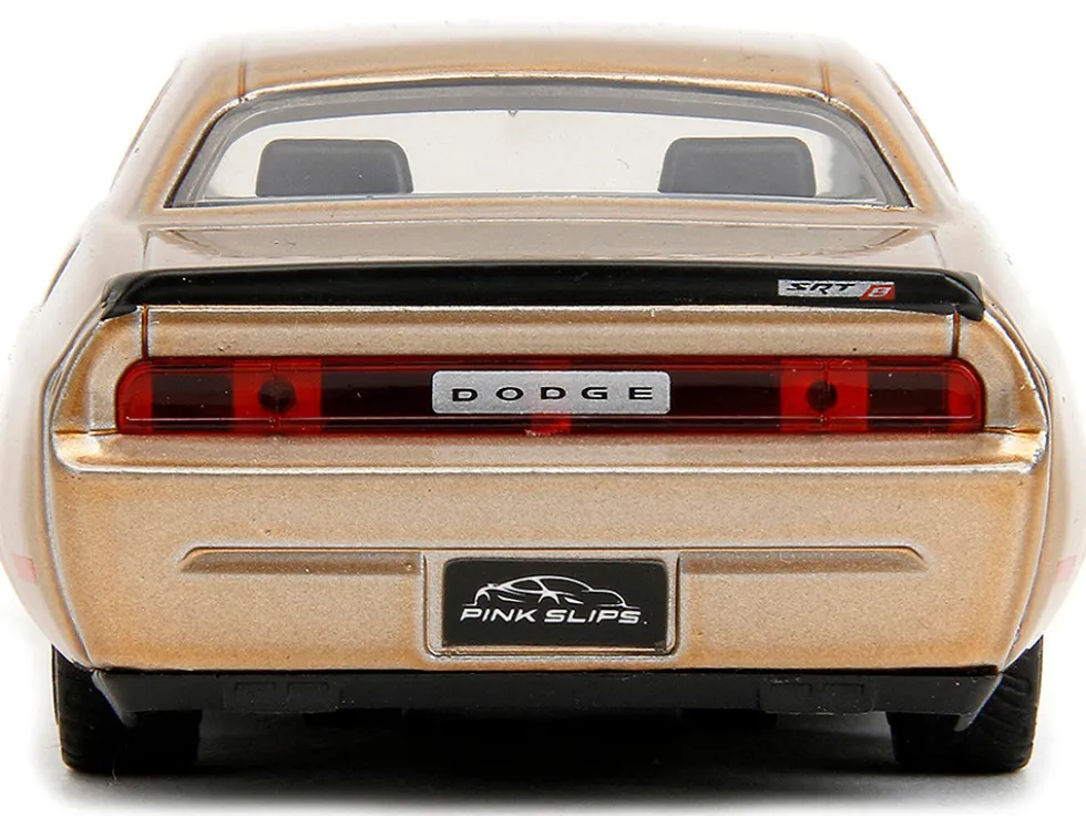 2012 Dodge Challenger SRT8 Gold Metallic with Black Hood Pink Slips Series 1/32 Diecast Model Car Jada 34855