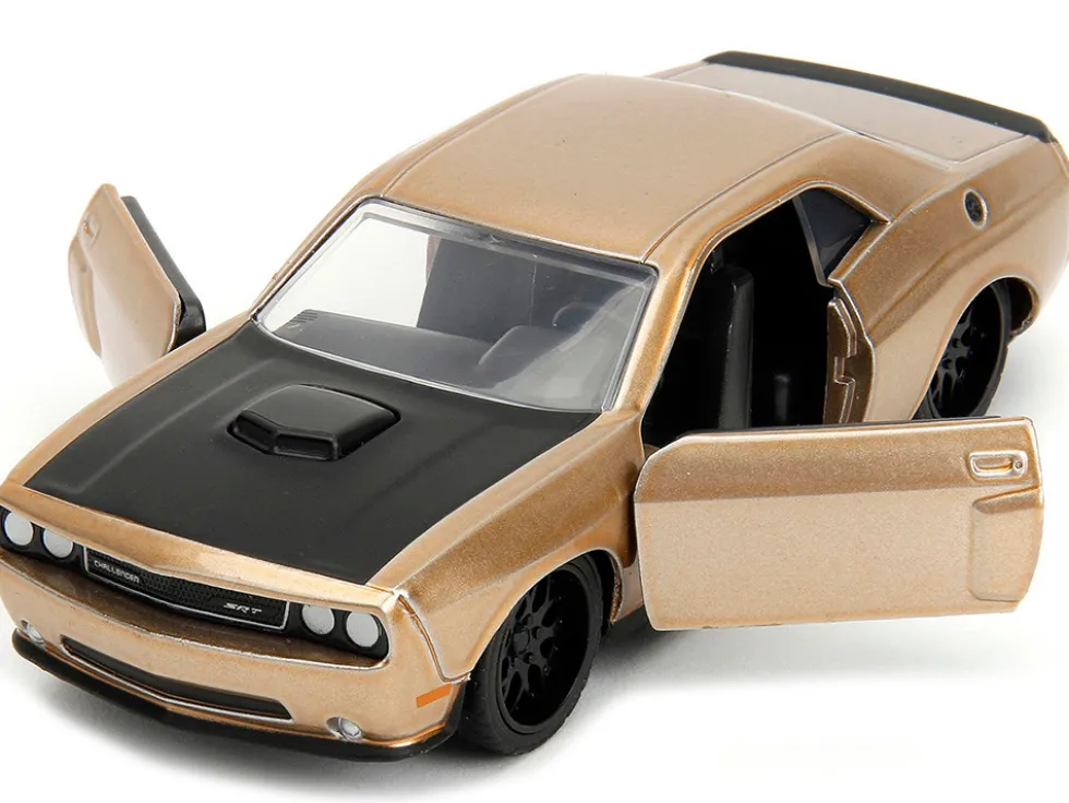 2012 Dodge Challenger SRT8 Gold Metallic with Black Hood Pink Slips Series 1/32 Diecast Model Car Jada 34855