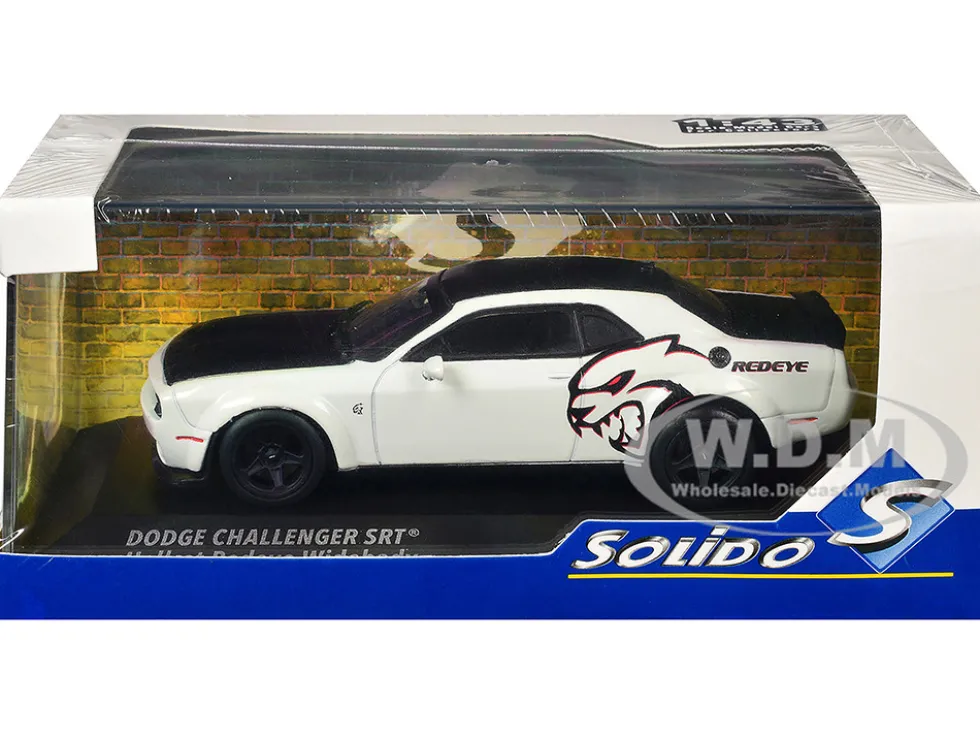 2020 Dodge Challenger SRT Hellcat Redeye Widebody White Knuckle with Matt Black Hood and Top 1/43 Diecast Model Car by Solido