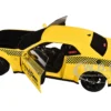 2023 Dodge Challenger SRT Hellcat Redeye Widebody Taxi "NYC Hellcab" Yellow with Black Hood and Graphics 1/18 Diecast Model Car by Solido