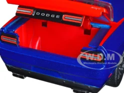 2015 Dodge Challenger SRT Hellcat Dark Blue Graphics Red Interior Thor Diecast Figure The Mighty Thor Marvel Series 1/24 Diecast Model Car Jada 32186